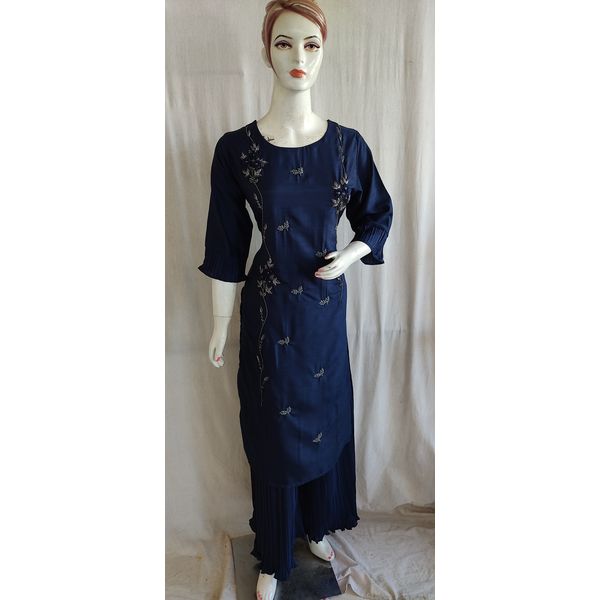 women-blue-embroidery-silk-kurti-crush-plazo-set7852-XL-3