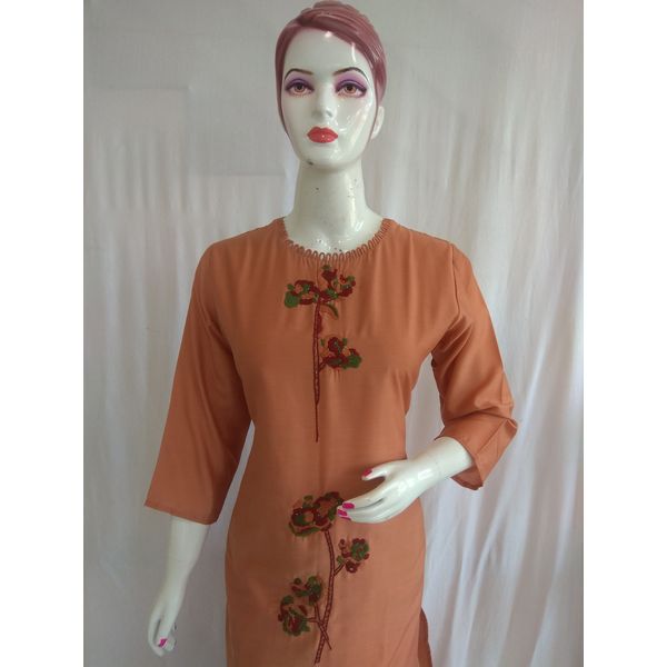 women-muslin-blend-embroidered-party-wear-kurti-teal-brown-5036xxl-3