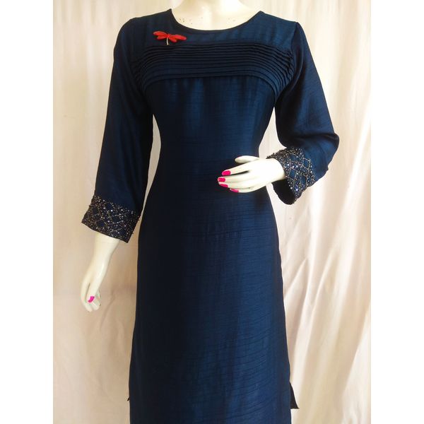 women-silk-blend-designer-straight-kurta-blue-2177XL-2178XXL-2